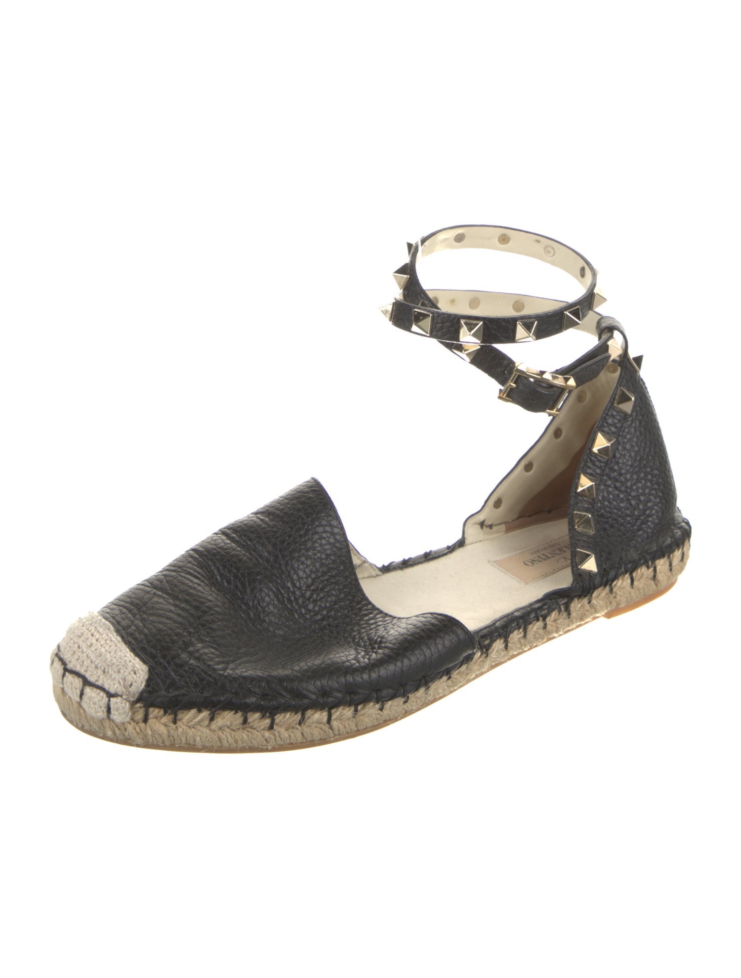 Valentino Rockstud Accents Leather D'Orsay Flats