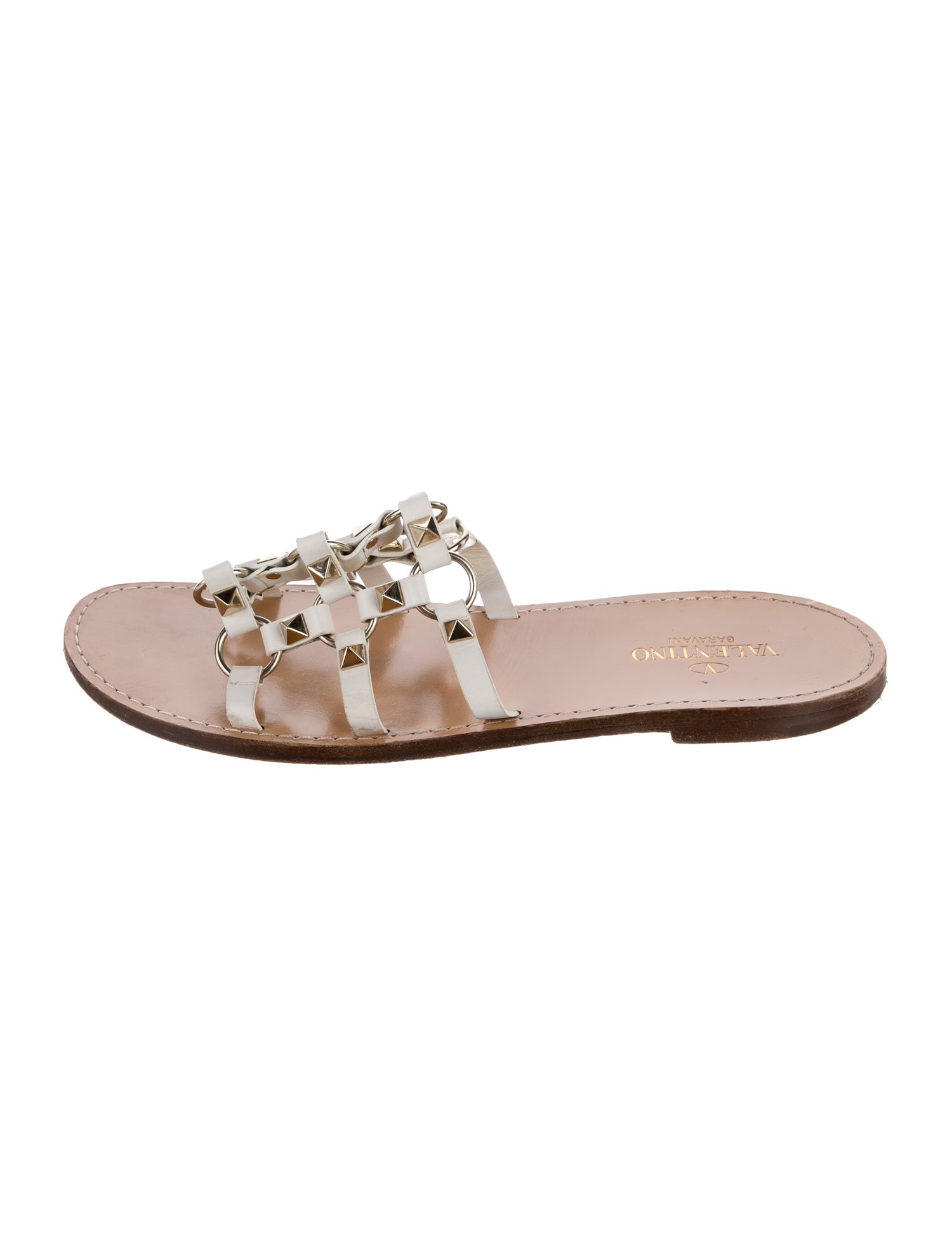 Valentino Rockstud Accents Leather Slides