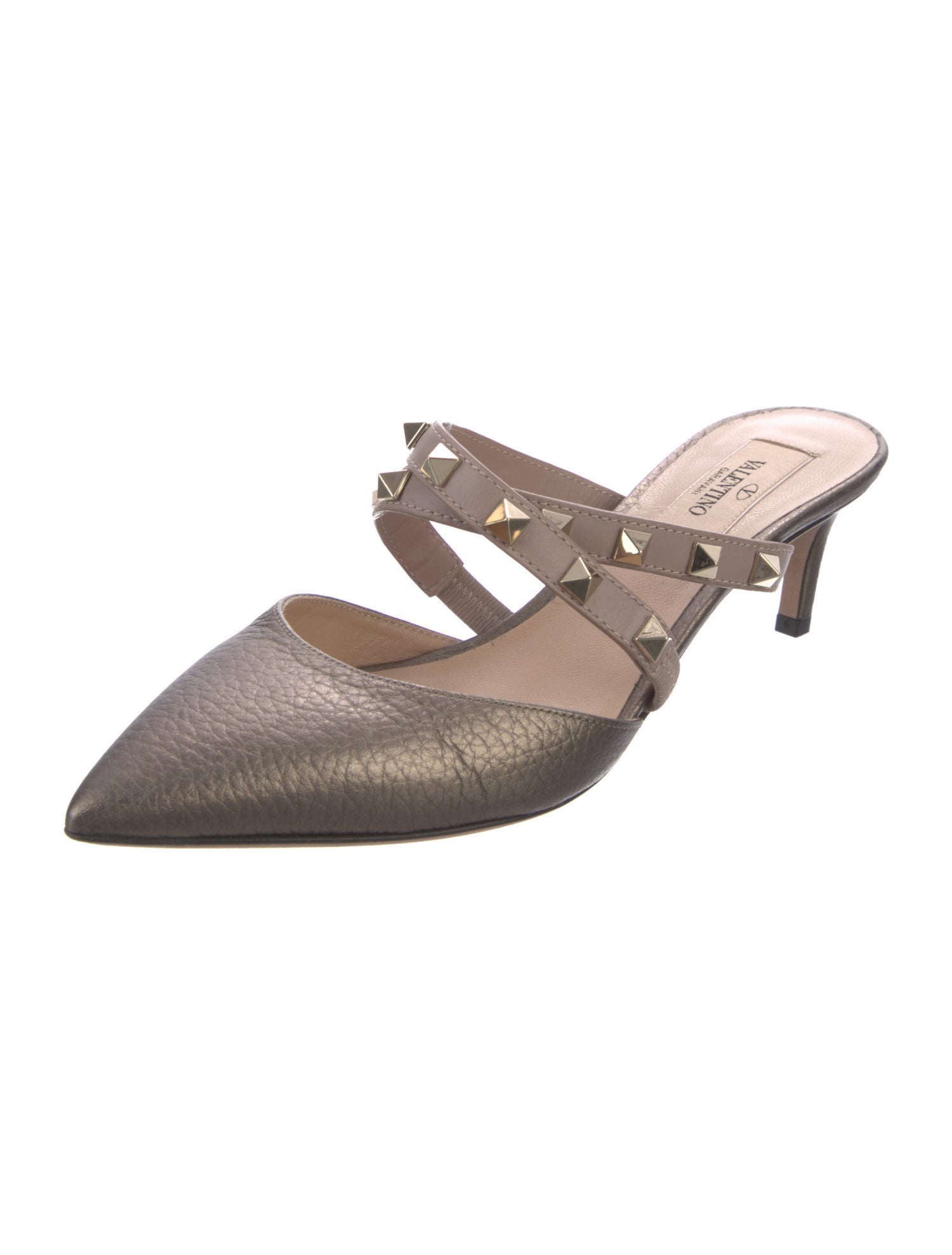 Valentino Rockstud Accents Leather Mules