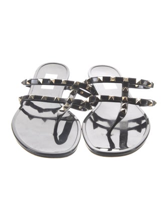 Valentino Rockstud Accents Patent Leather Slides