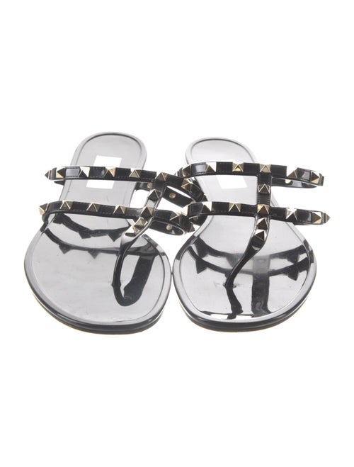 Valentino Rockstud Accents Patent Leather Slides
