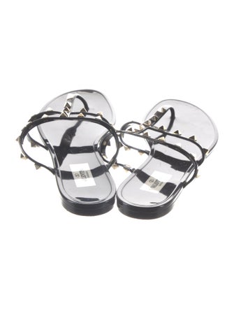 Valentino Rockstud Accents Patent Leather Slides