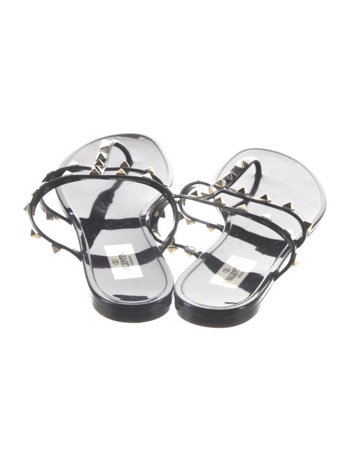 Valentino Rockstud Accents Patent Leather Slides