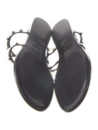 Valentino Rockstud Accents Patent Leather Slides