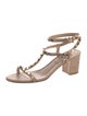 Valentino Rockstud Accents Leather T-Strap Sandals