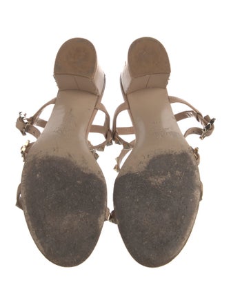 Valentino Rockstud Accents Leather T-Strap Sandals