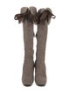 Valentino Suede Fur Trim Boots