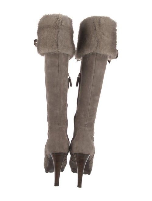 Valentino Suede Fur Trim Boots