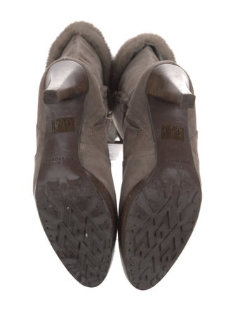 Valentino Suede Fur Trim Boots