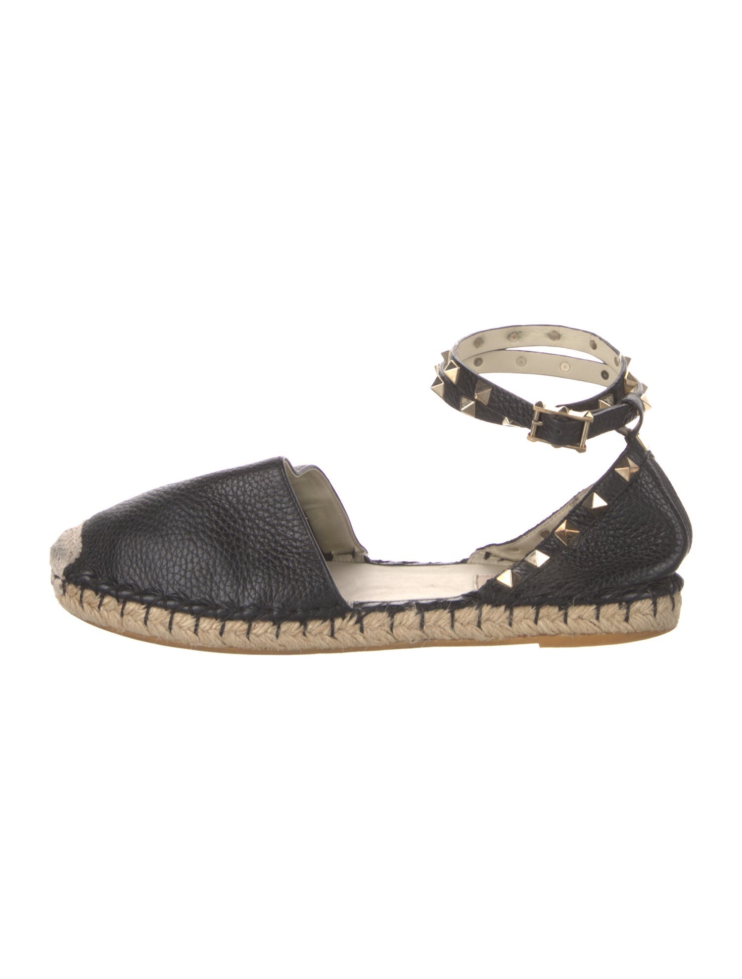 Valentino Rockstud Accents Leather Espadrilles
