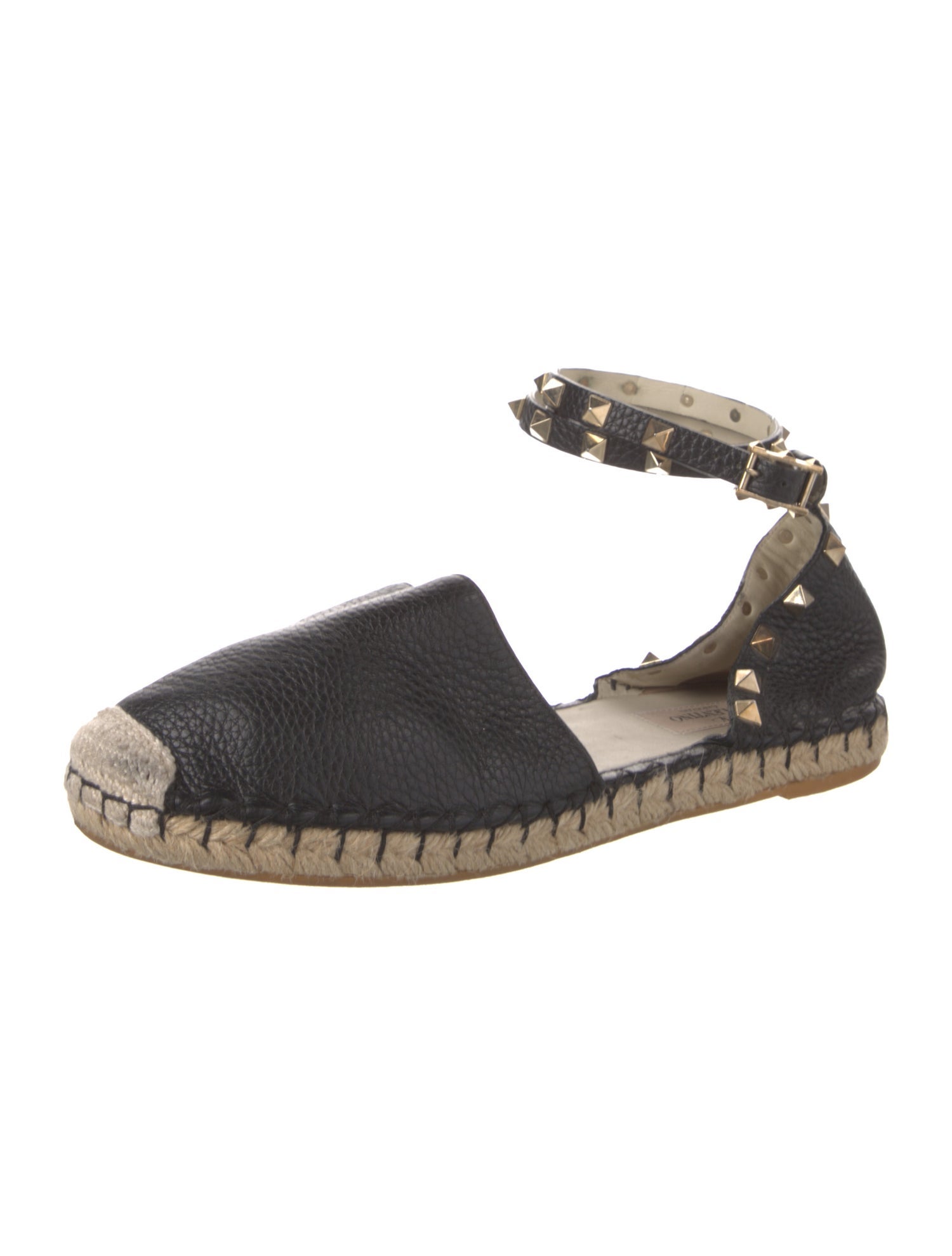 Valentino Rockstud Accents Leather Espadrilles