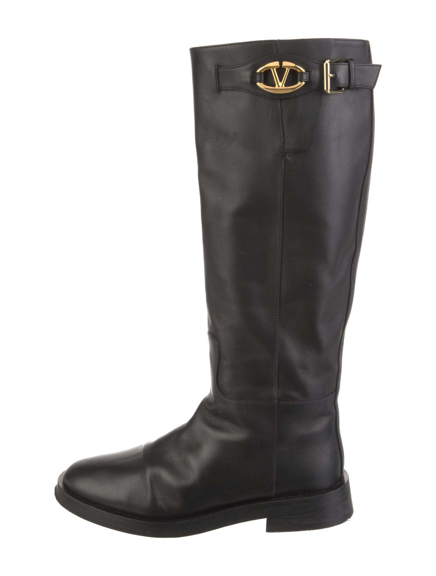 Valentino Rockstud Accents Leather Riding Boots