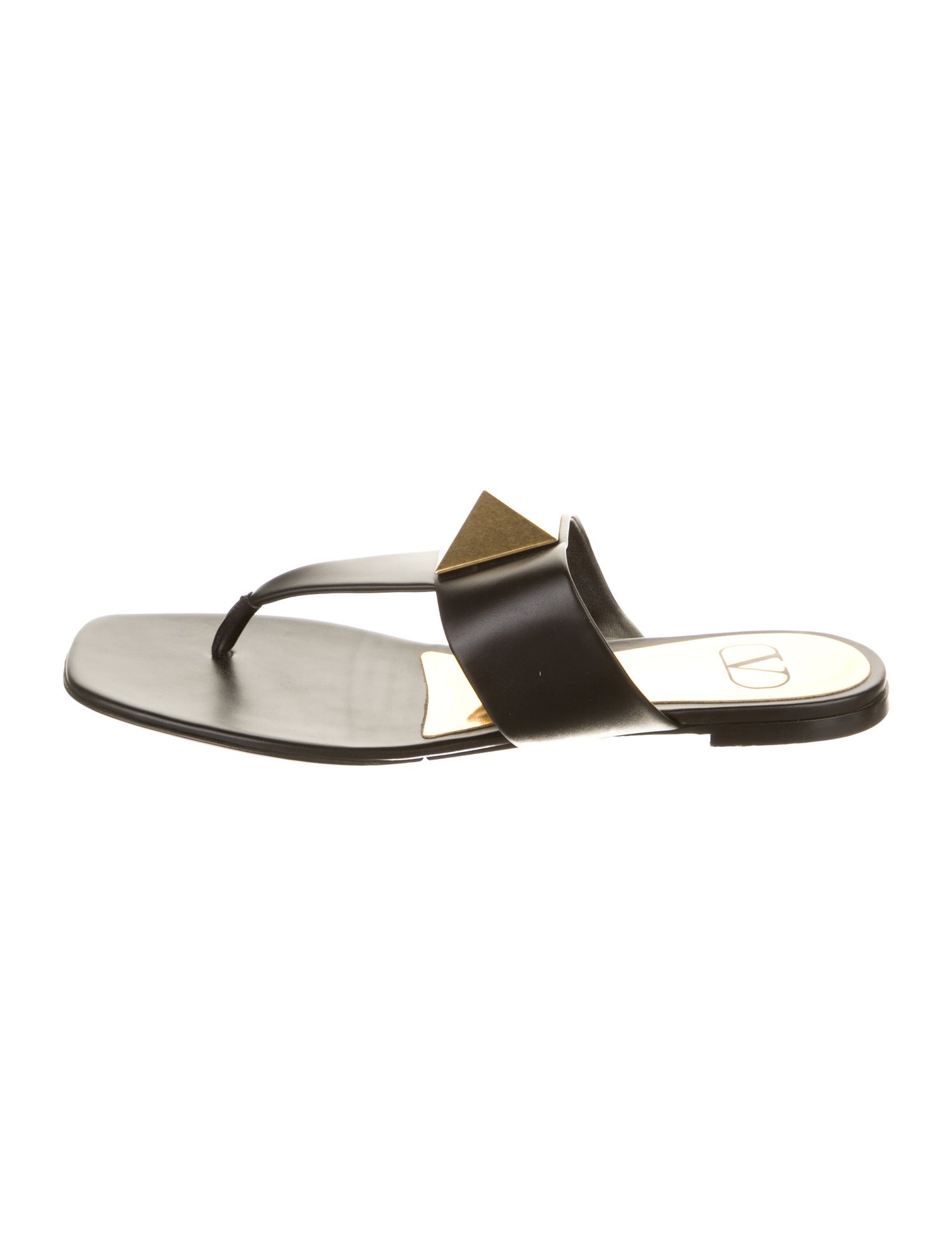 Valentino Rockstud Accents Leather Flip Flops