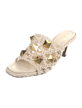 Valentino Rockstud Accents Leather Slides