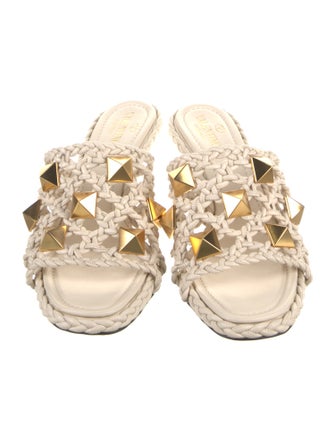 Valentino Rockstud Accents Leather Slides
