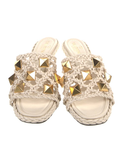 Valentino Rockstud Accents Leather Slides