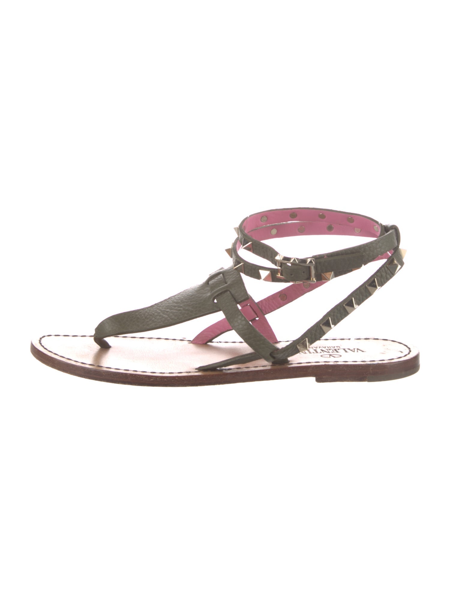 Valentino Rockstud Accents Leather Gladiator Sandals