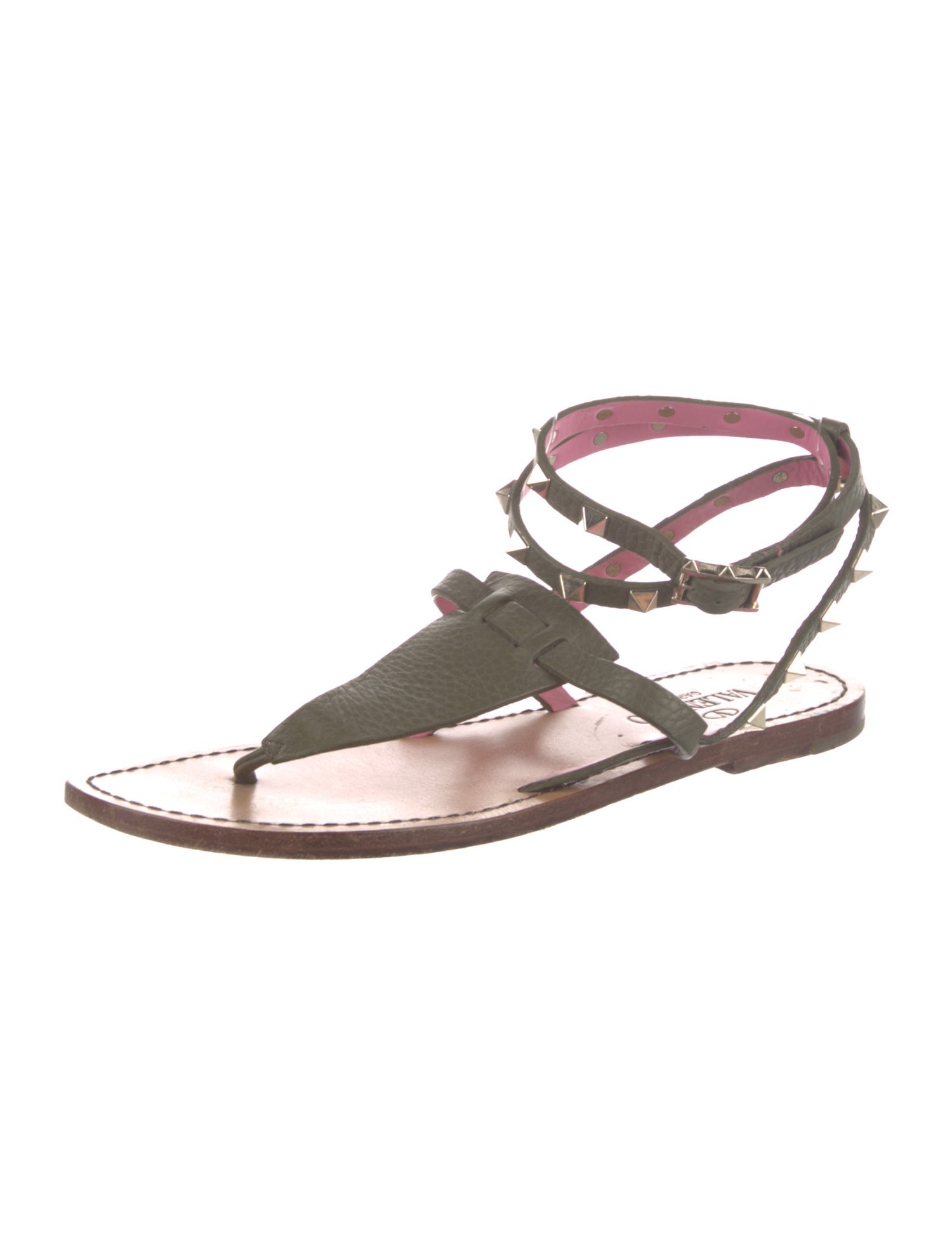 Valentino Rockstud Accents Leather Gladiator Sandals