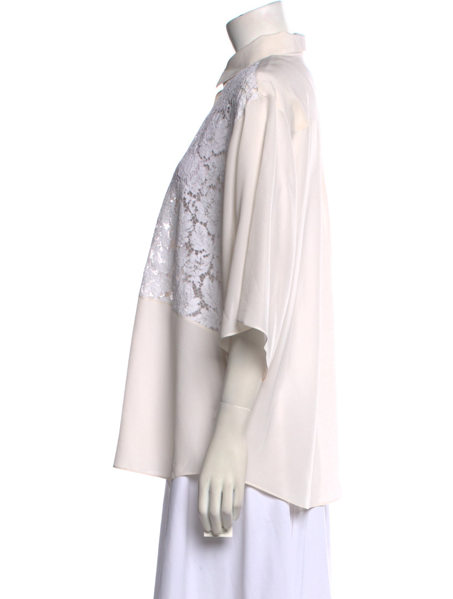 Valentino Silk Lace Pattern Button-Up Top