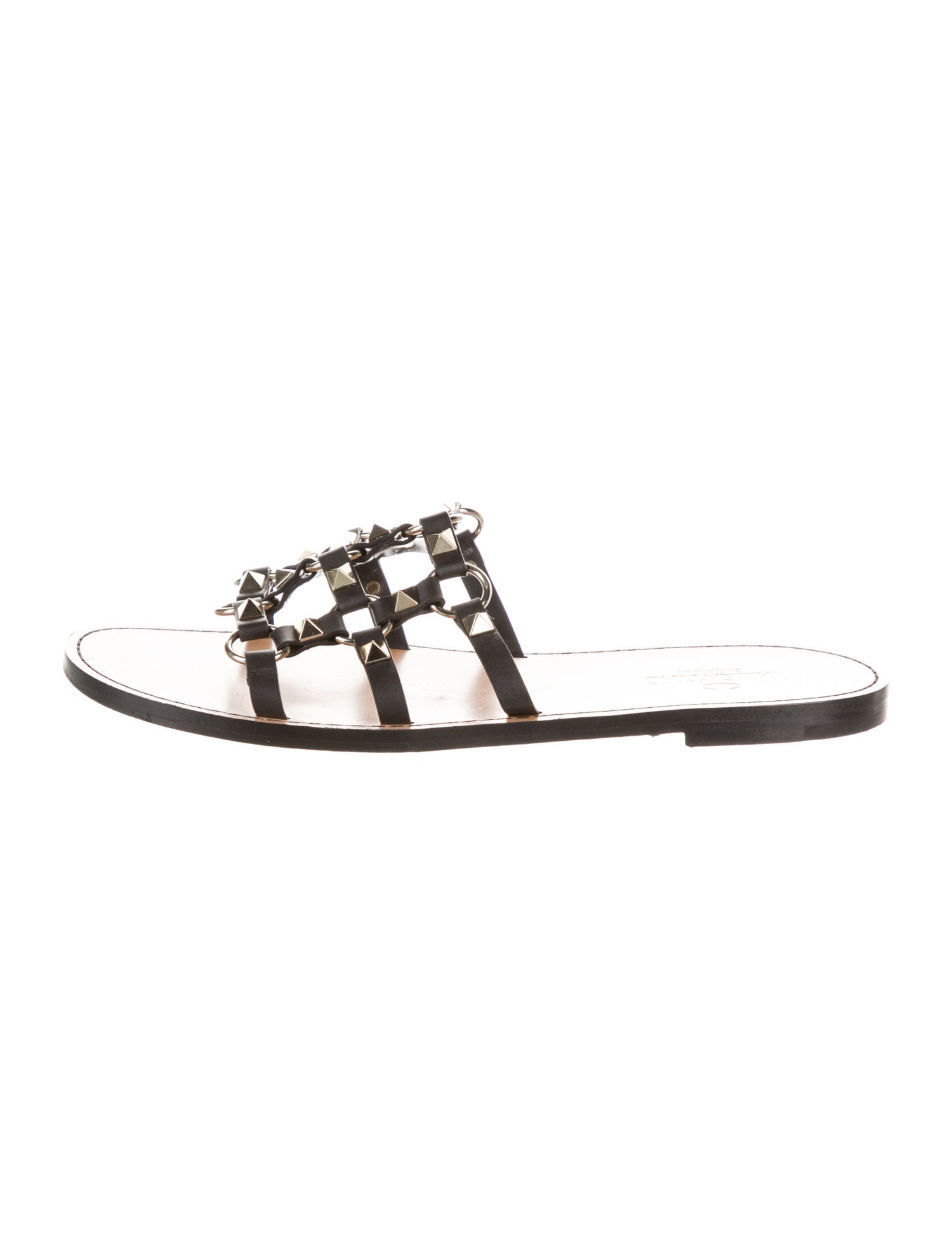 Valentino Rockstud Accents Leather Slides