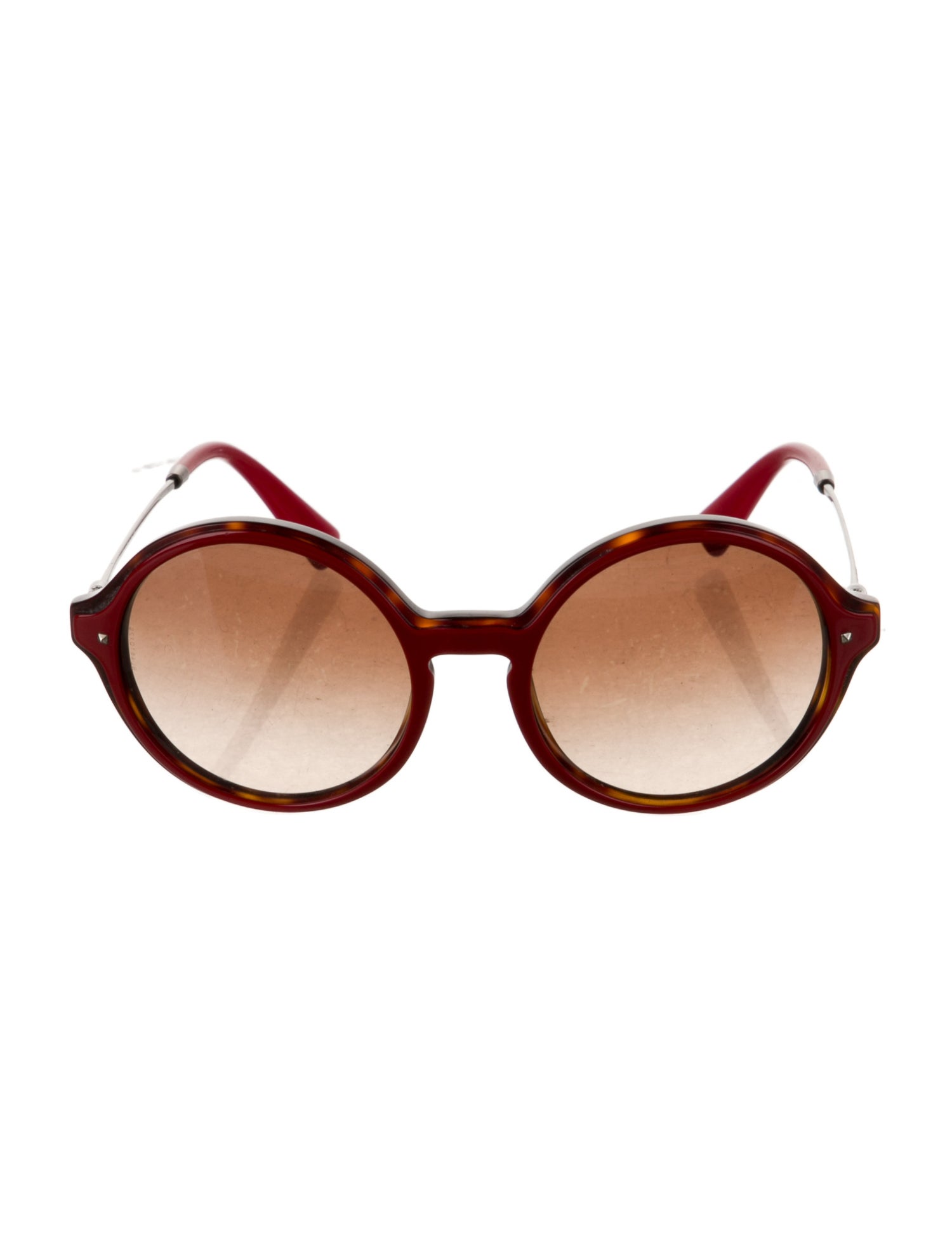 Valentino Rockstud Accents Round Sunglasses
