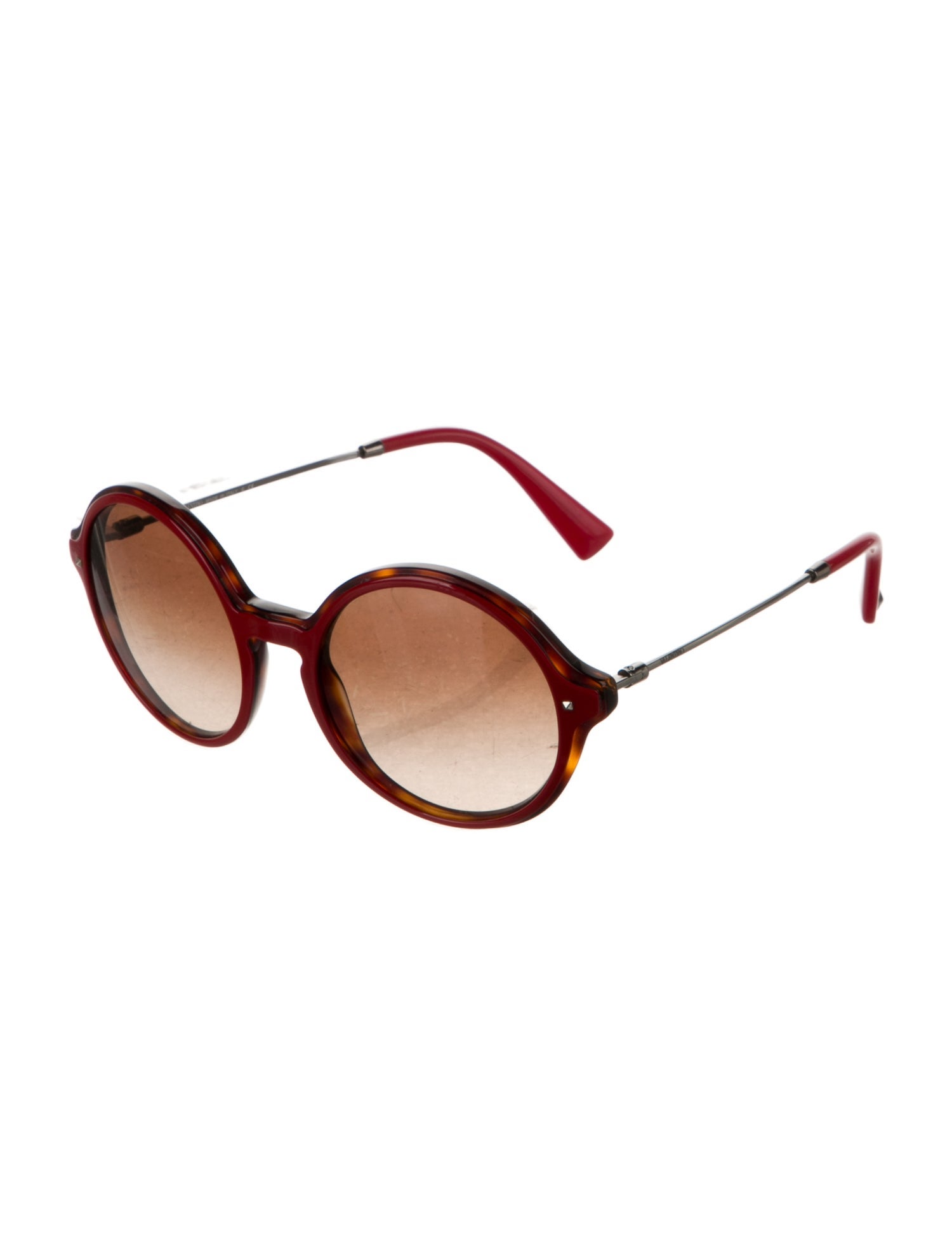 Valentino Rockstud Accents Round Sunglasses