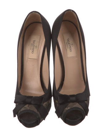 Valentino Satin Lace Pattern Pumps