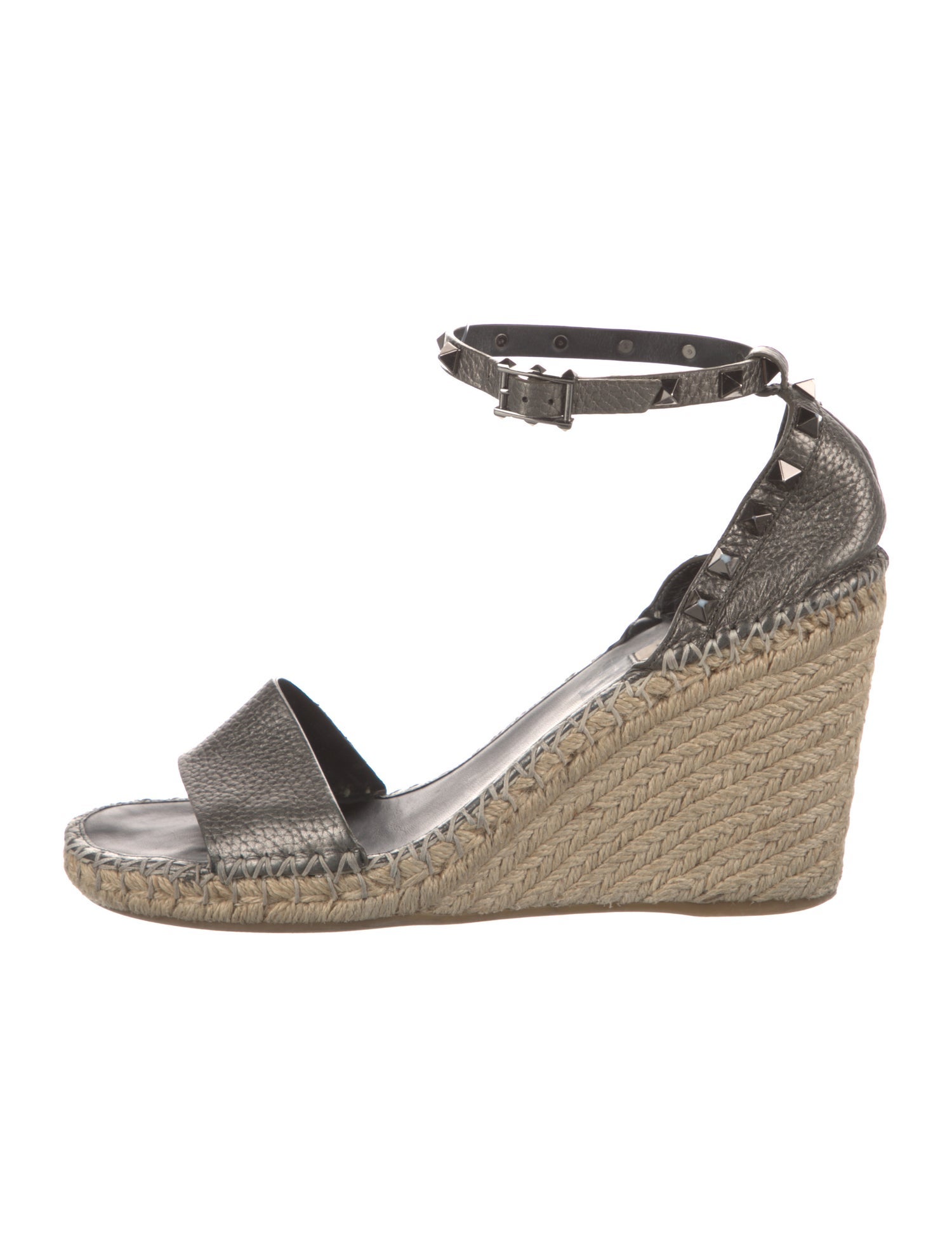 Valentino Rockstud Accents Leather Espadrilles