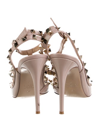 Valentino Rockstud Accents Patent Leather T-Strap Pumps