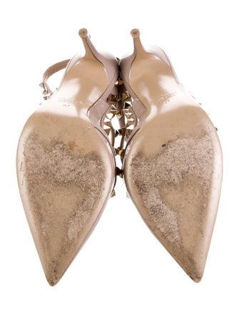 Valentino Rockstud Accents Patent Leather T-Strap Pumps