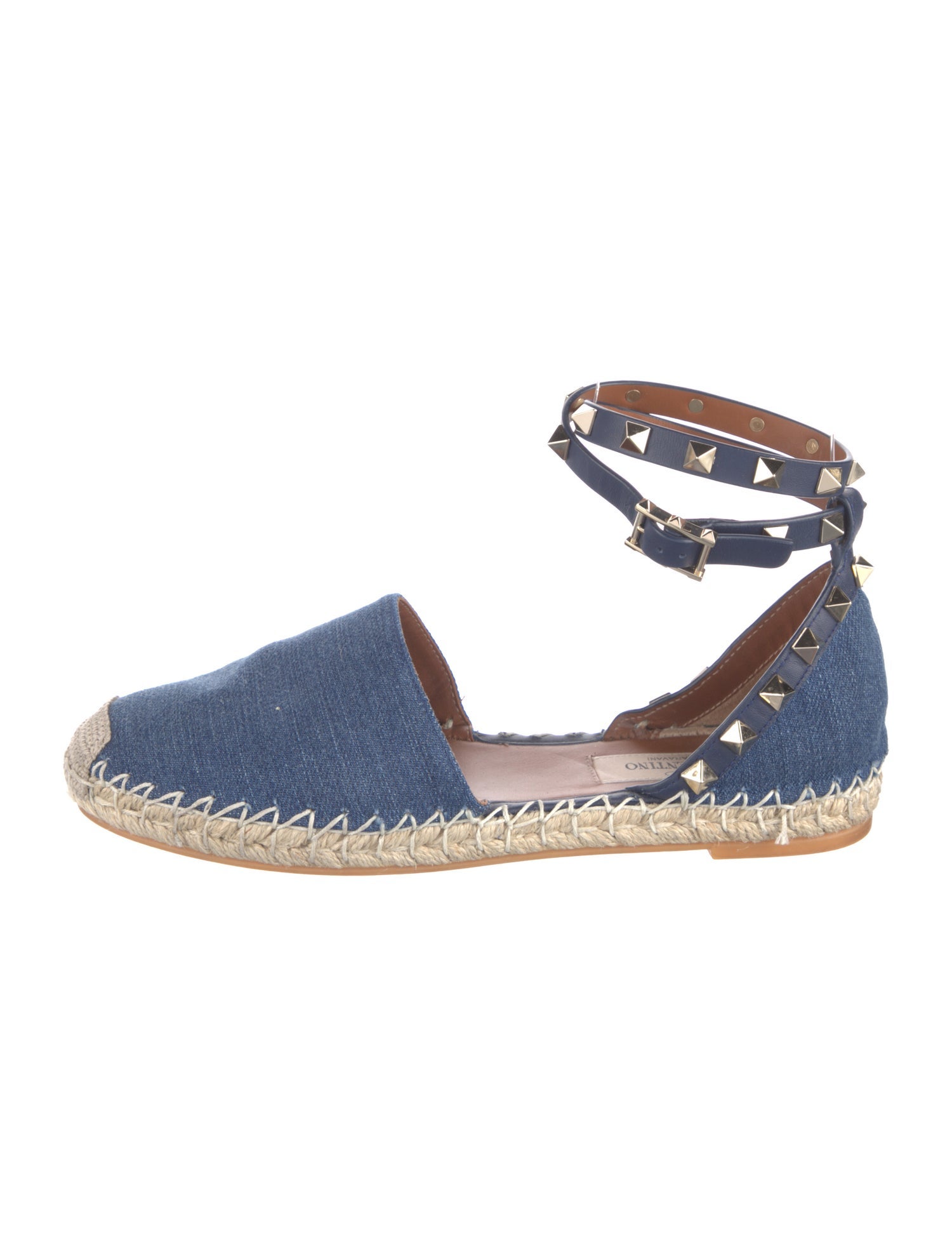 Valentino Rockstud Accents Denim Espadrilles
