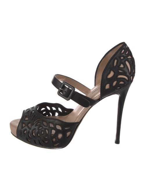 Valentino Leather Cutout Accent Sandals