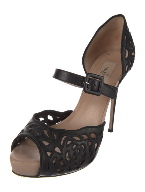 Valentino Leather Cutout Accent Sandals