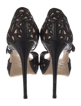 Valentino Leather Cutout Accent Sandals