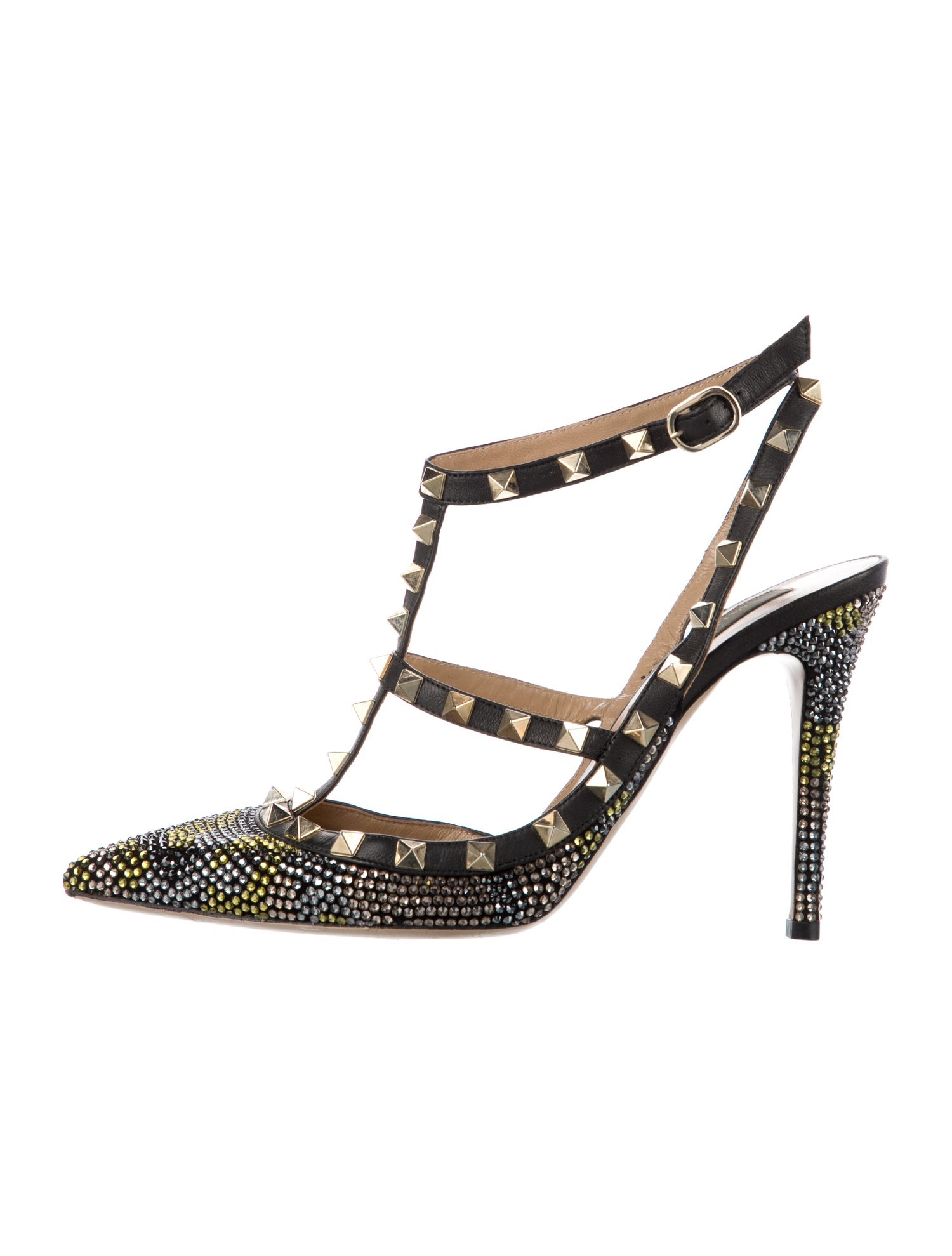 Valentino Rockstud Accents Suede T-Strap Pumps