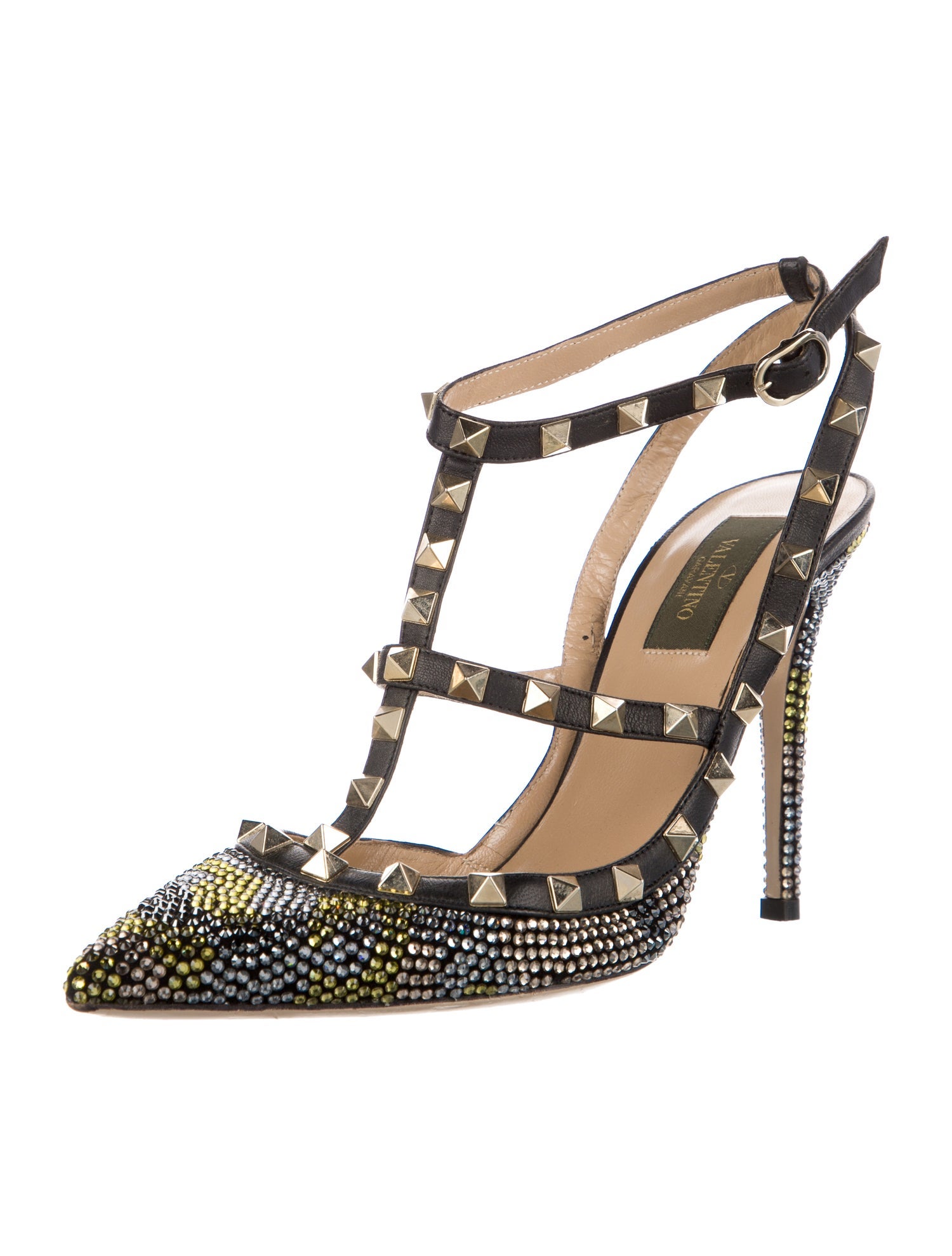 Valentino Rockstud Accents Suede T-Strap Pumps