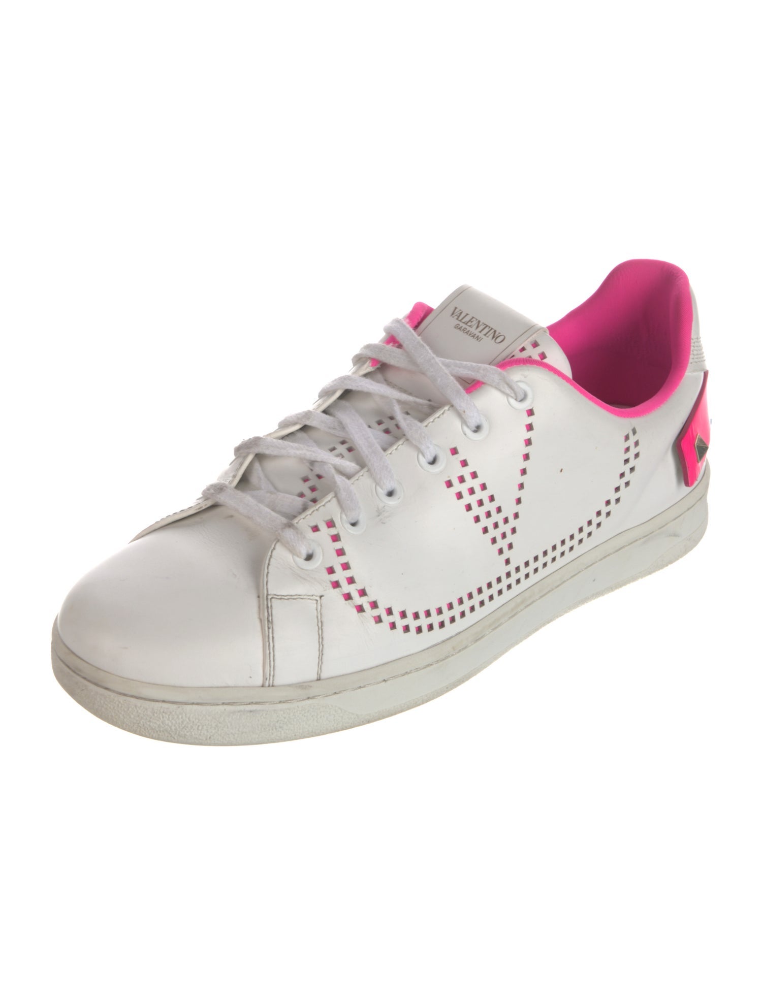 Valentino Rockstud Accents Leather Sneakers