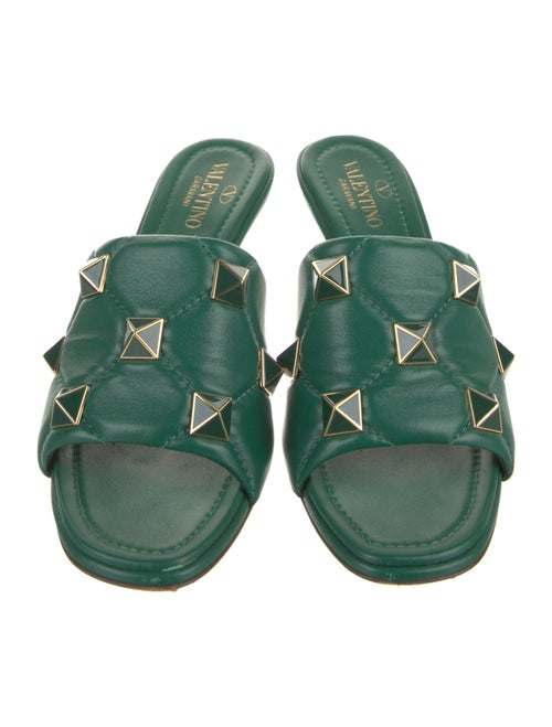 Valentino Rockstud Accents Leather Slides