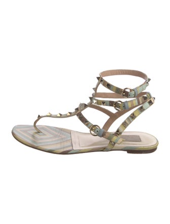 Valentino Rockstud Accents Leather Gladiator Sandals