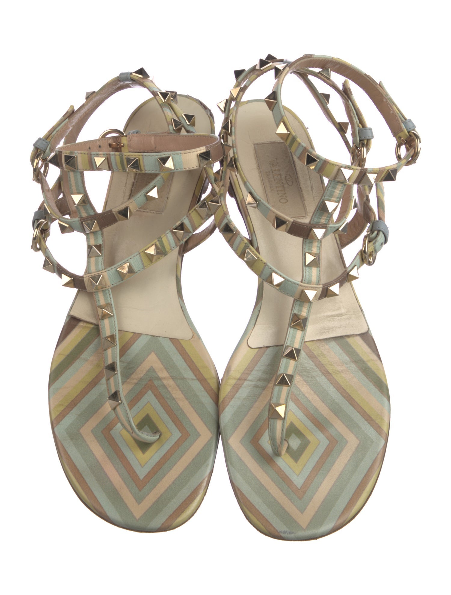 Valentino Rockstud Accents Leather Gladiator Sandals