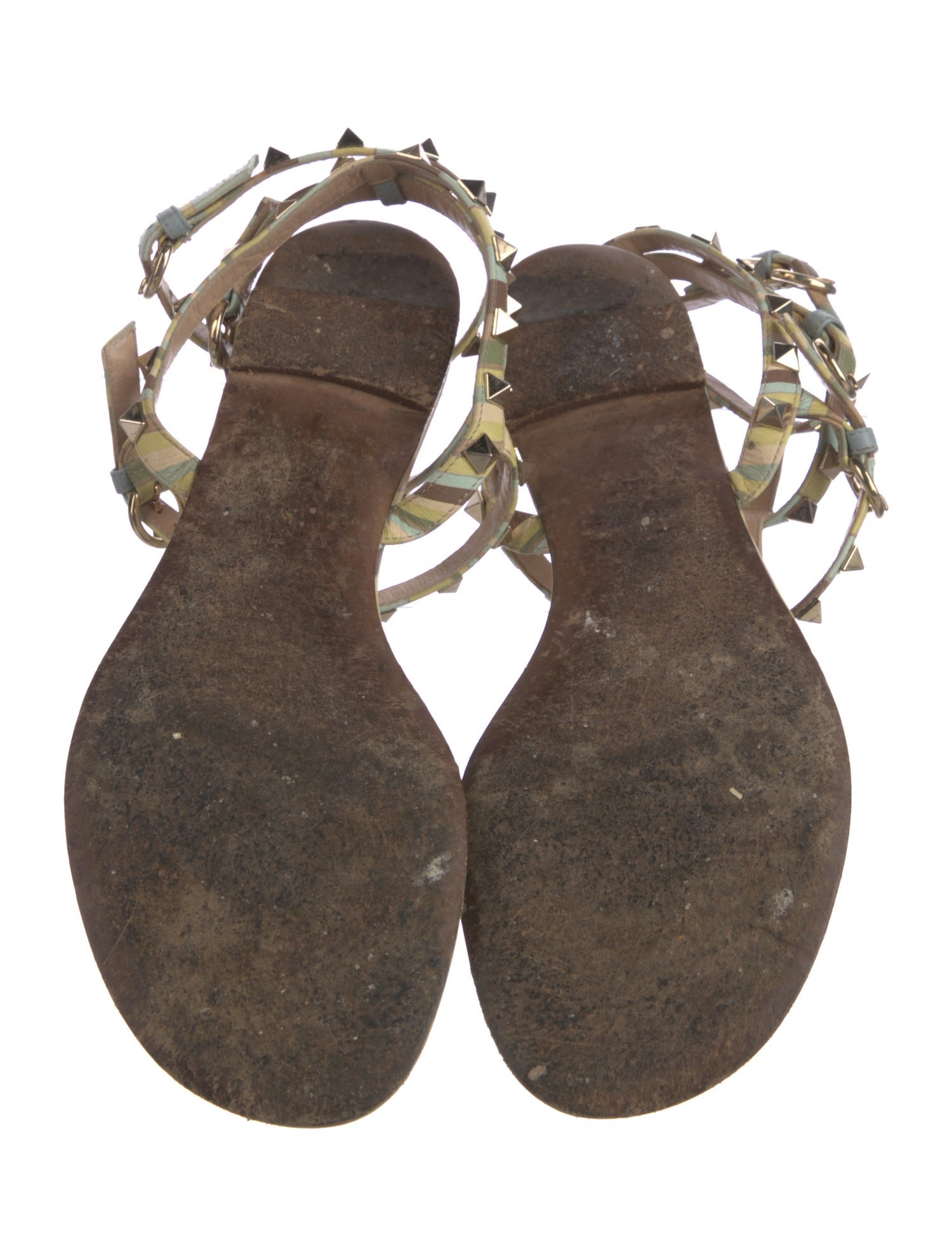 Valentino Rockstud Accents Leather Gladiator Sandals