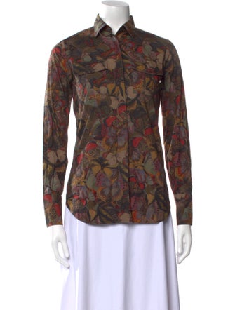 Valentino Printed Long Sleeve Button-Up Top
