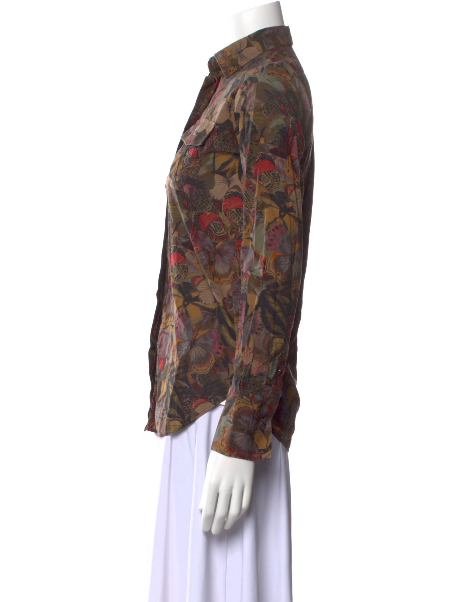 Valentino Printed Long Sleeve Button-Up Top