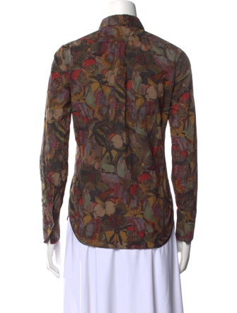 Valentino Printed Long Sleeve Button-Up Top