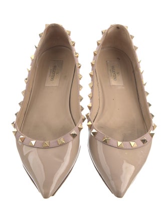 Valentino Rockstud Accents Patent Leather Ballet Flats