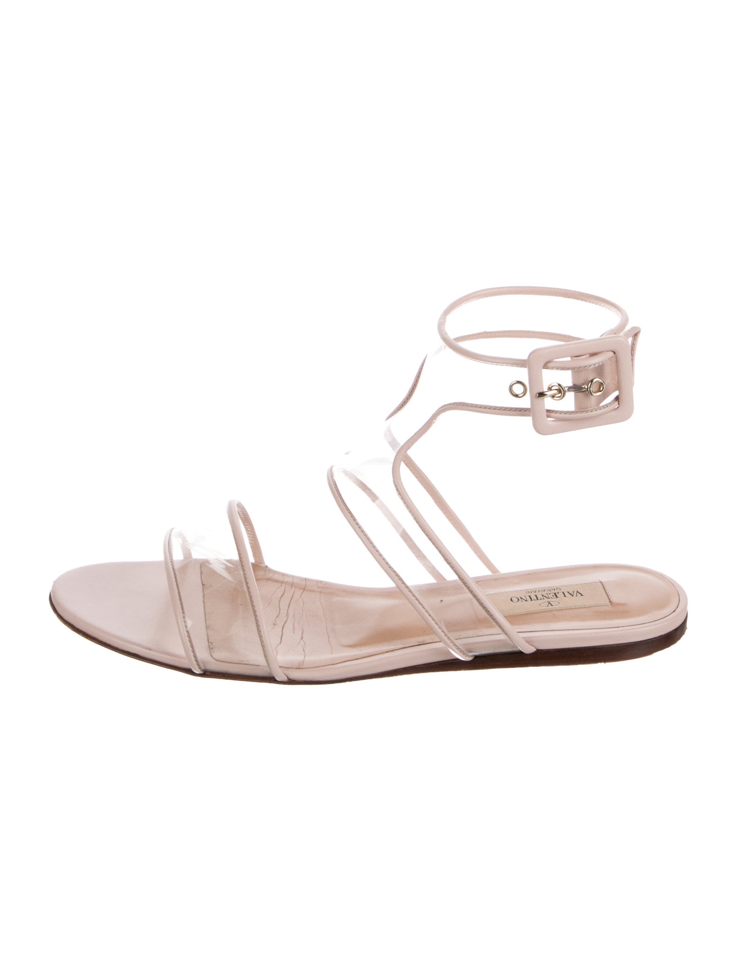 Valentino Leather Trim Embellishment Gladiator Sandals