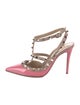 Valentino Rockstud Accents Patent Leather T-Strap Pumps