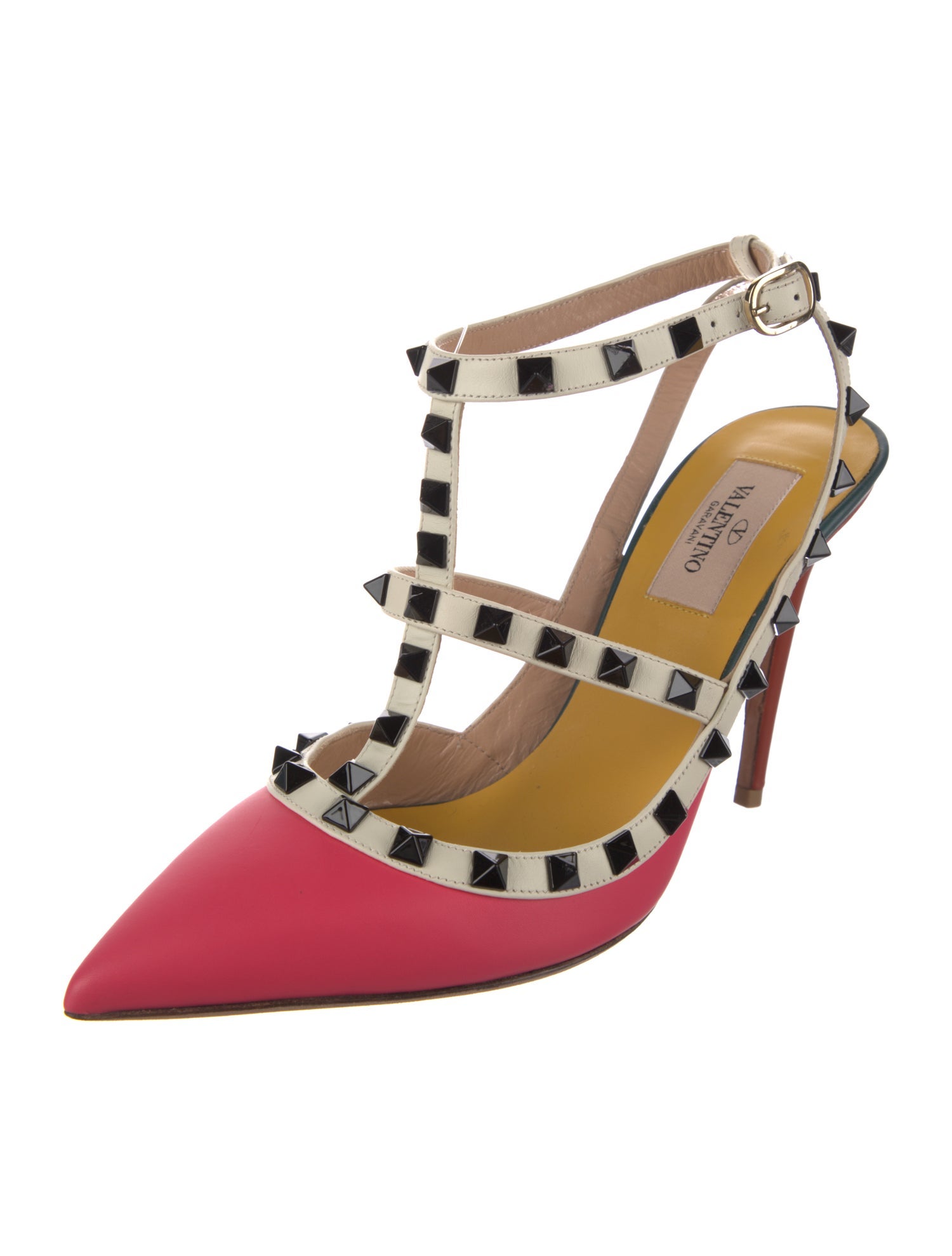 Valentino Rockstud Accents Leather T-Strap Pumps