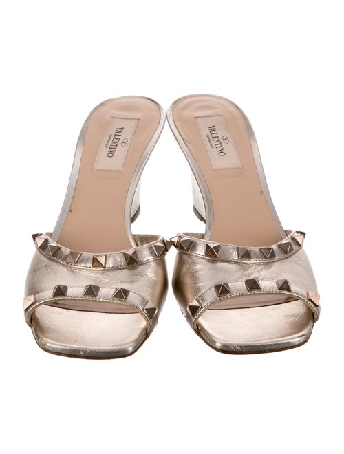 Valentino Rockstud Accents Leather Slides