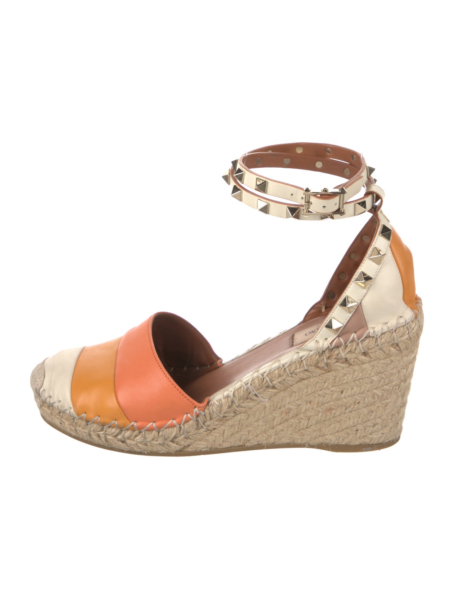 Valentino Rockstud Accents Leather Espadrilles